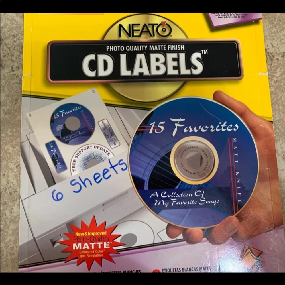 Fellowes Neato Cd Labels Matte. (6) Sheets.